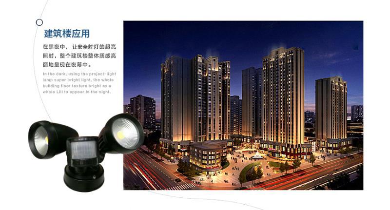 景观阳台双头感应射灯