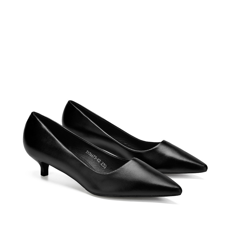 工作鞋女黑色2019春高跟鞋细跟3cm低跟矮跟职业单鞋正装面试工鞋|ms