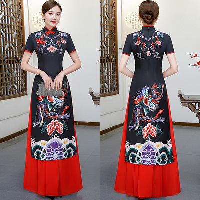 Chinese Dress Qipao for women Cheongsam show cheongsam long performance dress lady aodai Qipao skirt