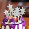 One pack of 10 birthday pentagram cakes plug -in decorative baking material 10 color optional DIY set