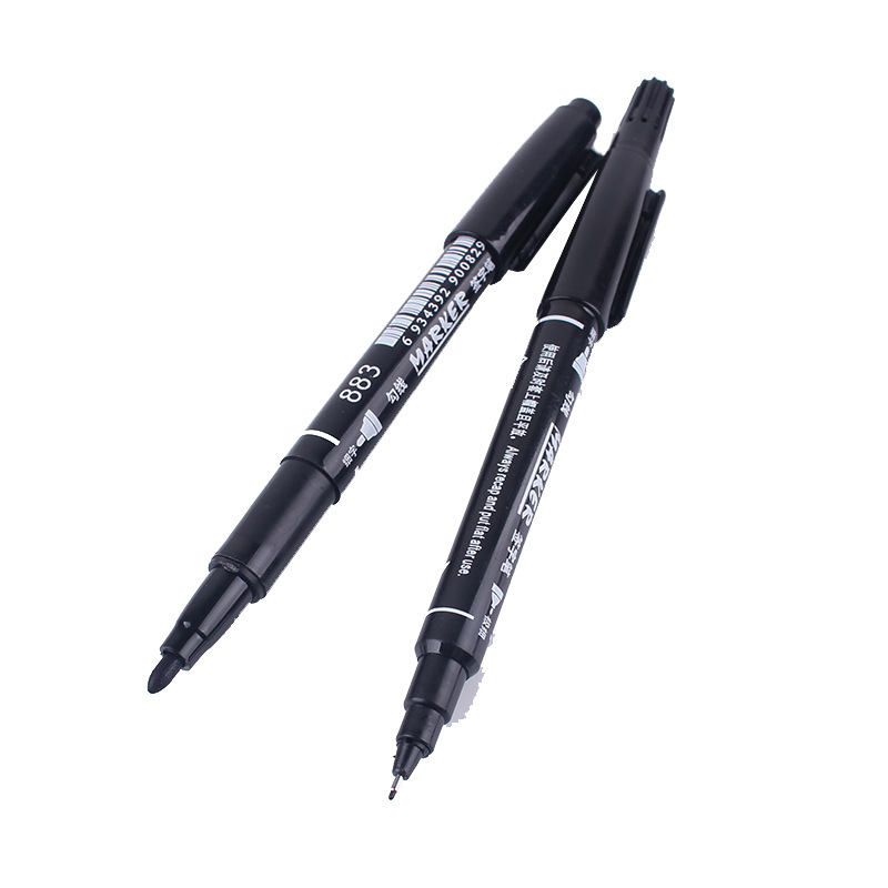1 pequeño marcador rojo negro aceitoso de doble cabeza marca de pintura el grosor de la línea de gancho no se desvanece de secado rápido borde de gancho impermeable