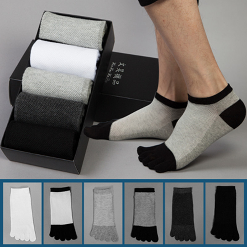 Mesh short tube cotton men's thin five-finger socks spring and summer color matching cool sweat-absorbent deodorant Amazon supplier Mesh short tube cotton men's thin five-finger socks spring and summer color matching cool sweat-absorbent deodorant Amazon supplier