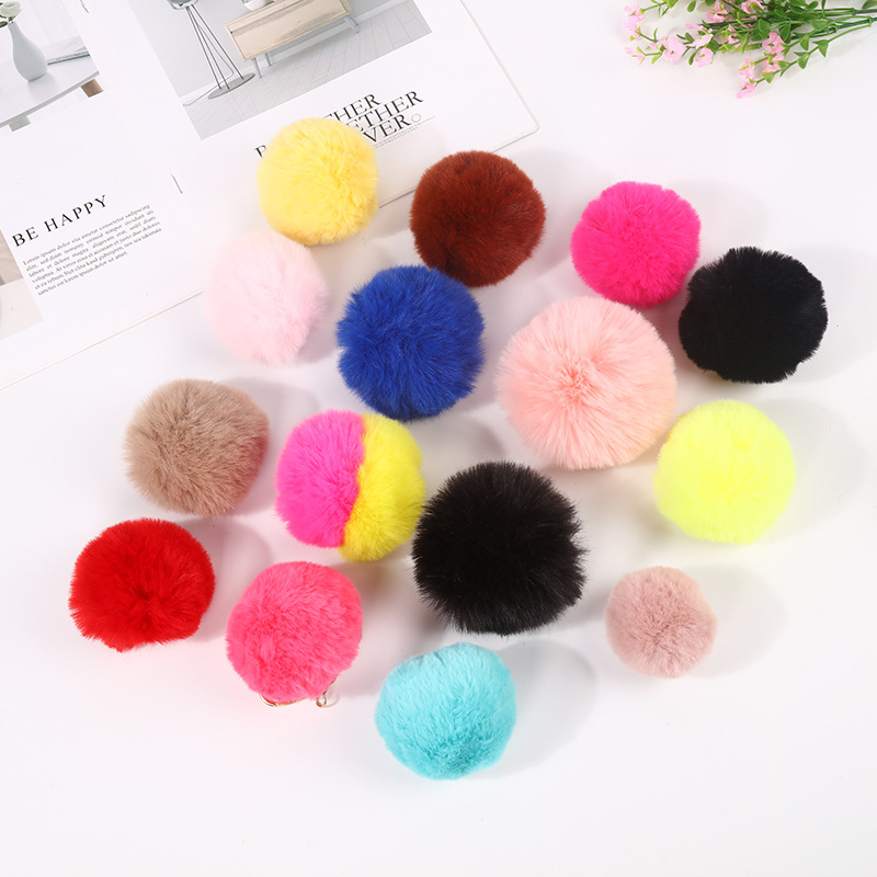 产地直销6/7/8cm真皮獭兔毛球兔毛球饰品挂件头饰配件diy辅料