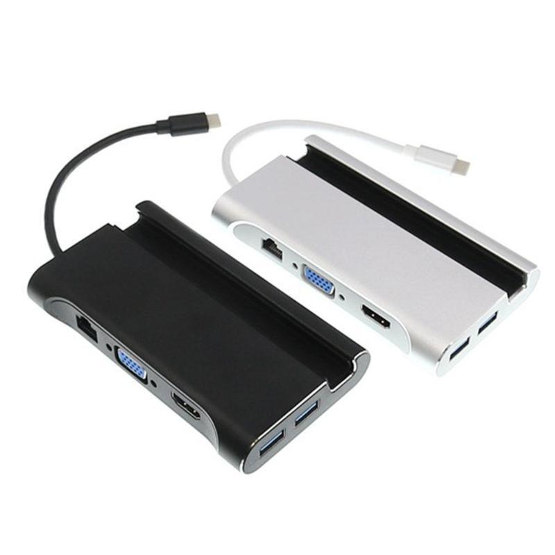 Type-C to Hdmivga Network Card Docking Station Seven-In-One Laptop Mobile Phone Hub Stand 4K Multi-Function USB