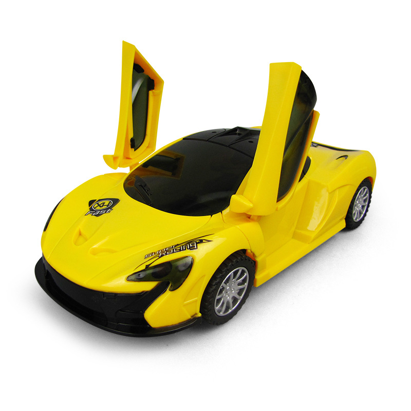 Nuevo coche de juguete eléctrico Universal iluminación música colorida puerta doble para niños rompecabezas coche deportivo puesto Venta caliente