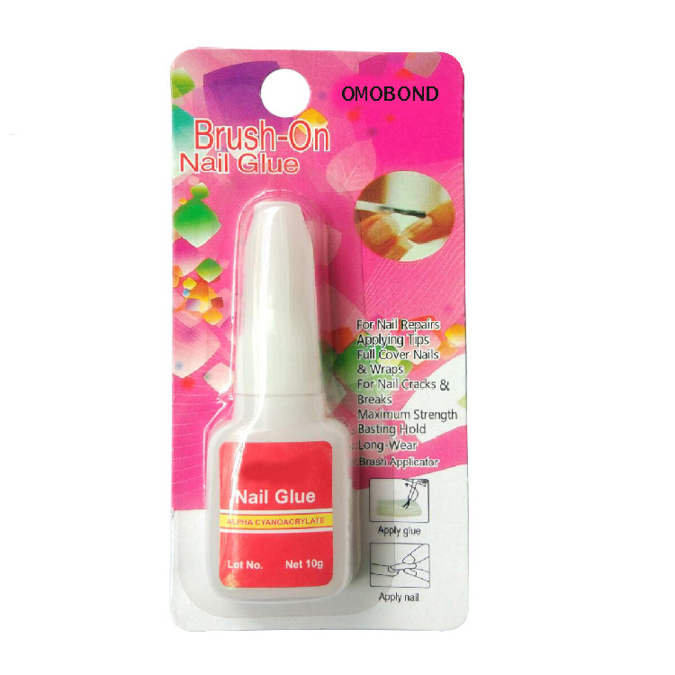 OMOBOND胶水厂家批发带刷美甲胶水 贴假指甲片饰品点钻用10g胶水