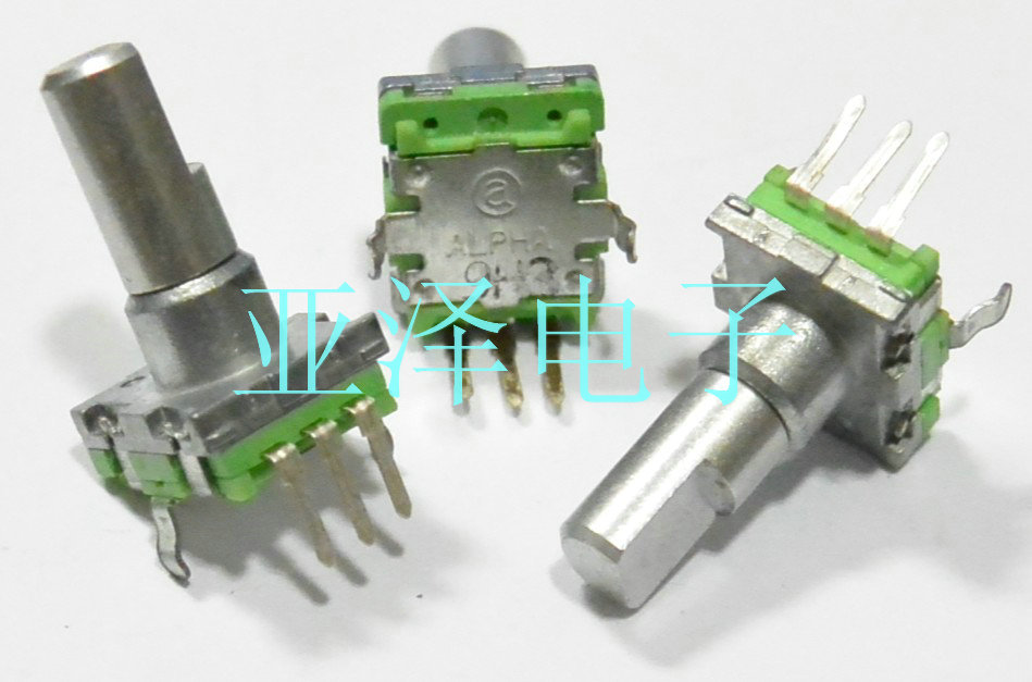 台湾ALPHA阿尔法EC11型编码开关30定位数15脉冲不带按动轴长15MM