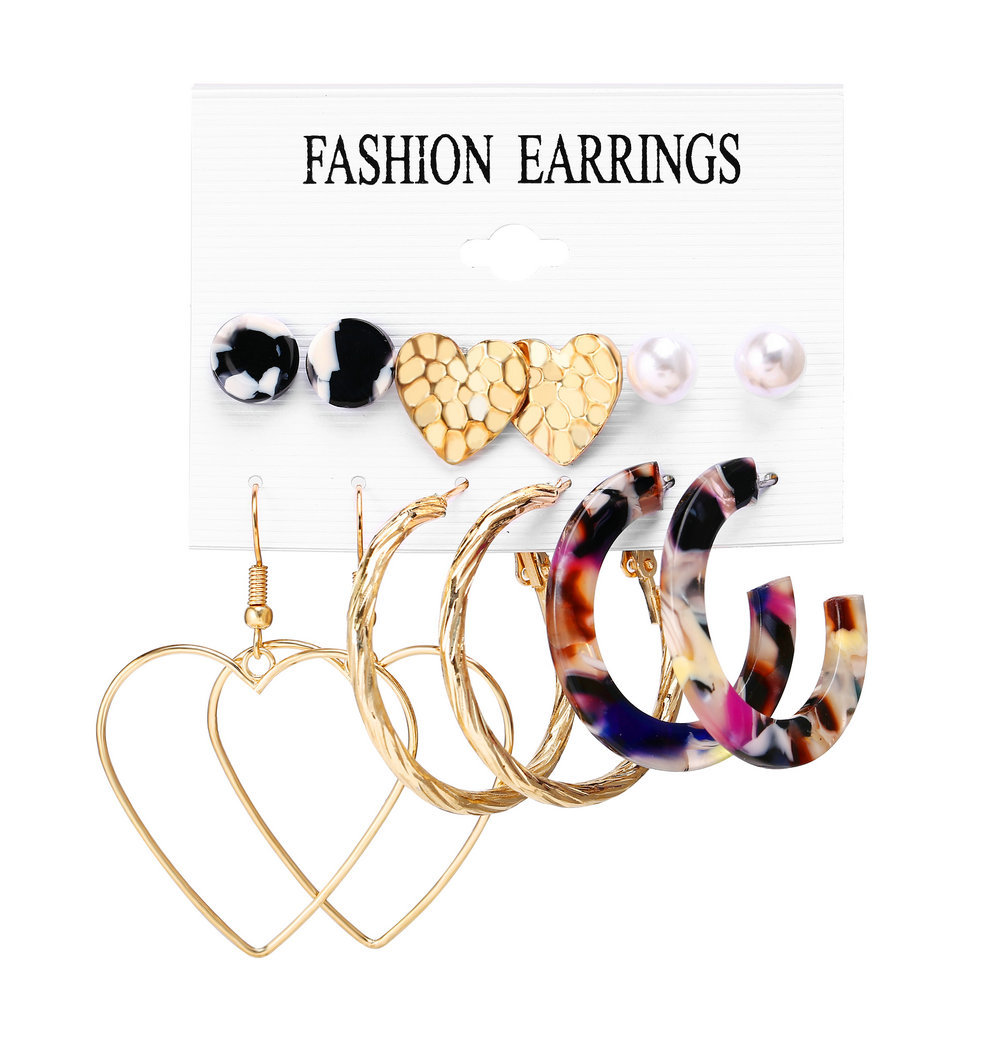 Acrylic Artificial Pearl Circle Tassel Earrings Set 6 Piece Set Hot Selling Earrings Wholesale Nihaojewelry display picture 56