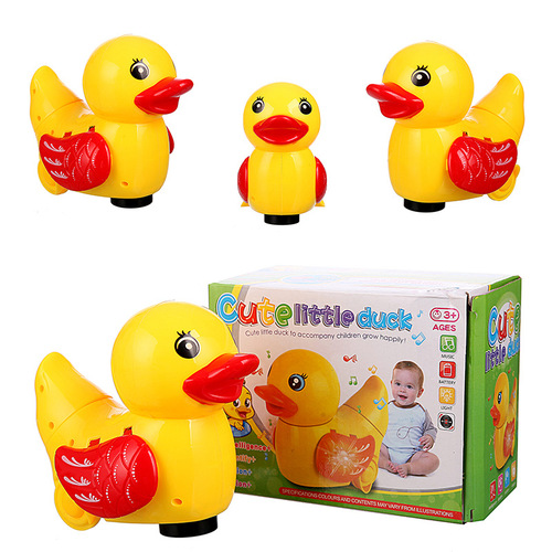Electric Swivel Little Yellow Duck Light-Up Children's Toy, Colorful Flashing Music Educational with Sound Duck Gift Wholesale