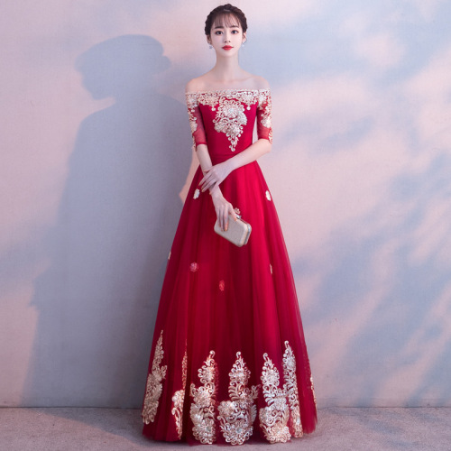 Evening dresses prom dress Vestiti da sera evening gowns long usually can wear a shoulder red pregnant woman wedding dress dress