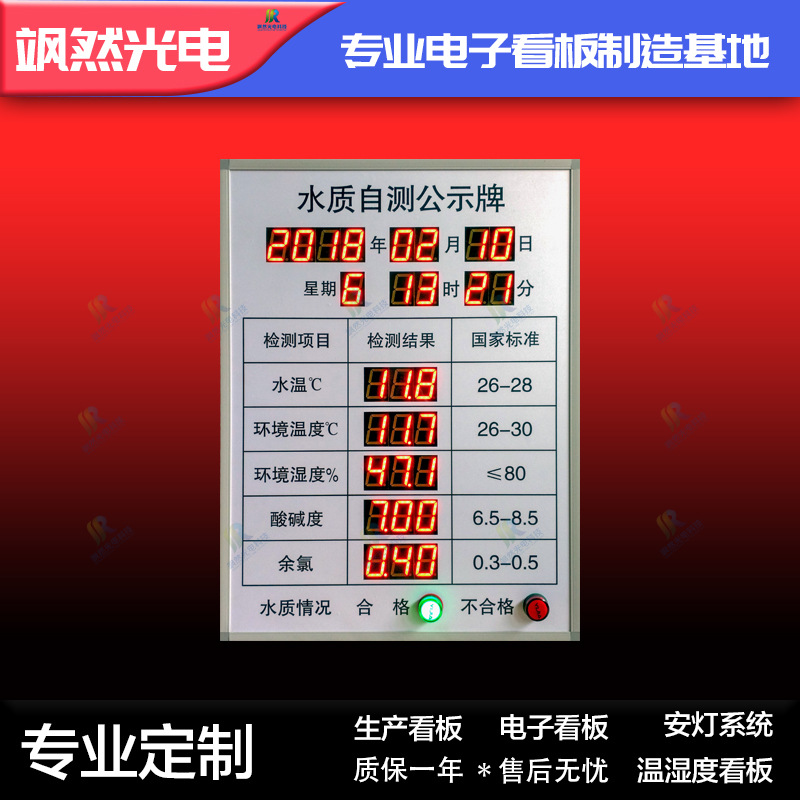 定制led/数码管水温检测显示屏 游泳馆专用水质监测看板|ms