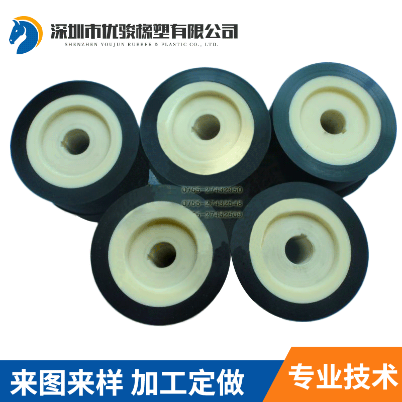 厂家pu轮 黑色 尼龙内轴 表面胶层牢固耐磨性好 PU轮