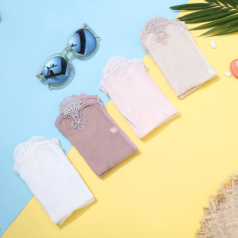 春夏蕾丝防晒手套棉女士中长薄款冰蕾丝手套触屏防紫外线开车手套