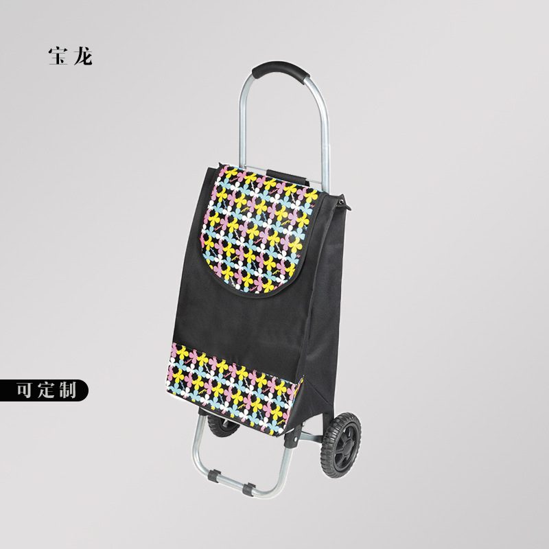 Handheld folding grocery shopping cart