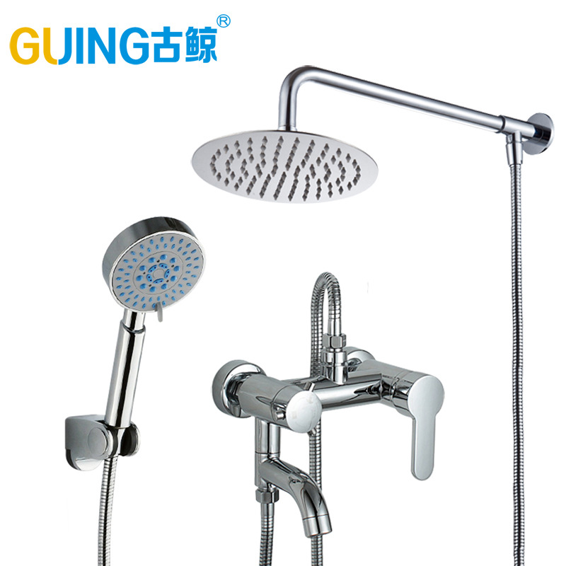 浴室全铜三档淋浴龙头冷热水龙头可旋转沐浴花洒混水阀门整套暗装|ms