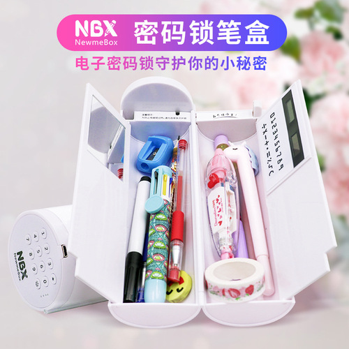 NBX long electronic password lock pen box multifunctional smart technology stationery box pencil box factory delivery
