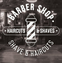 BARBER SHOP 旋转灯图案 美容美发理发店橱窗墙贴装饰