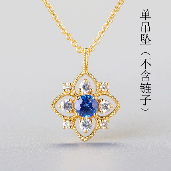 Sapphire pendant, golden chain
