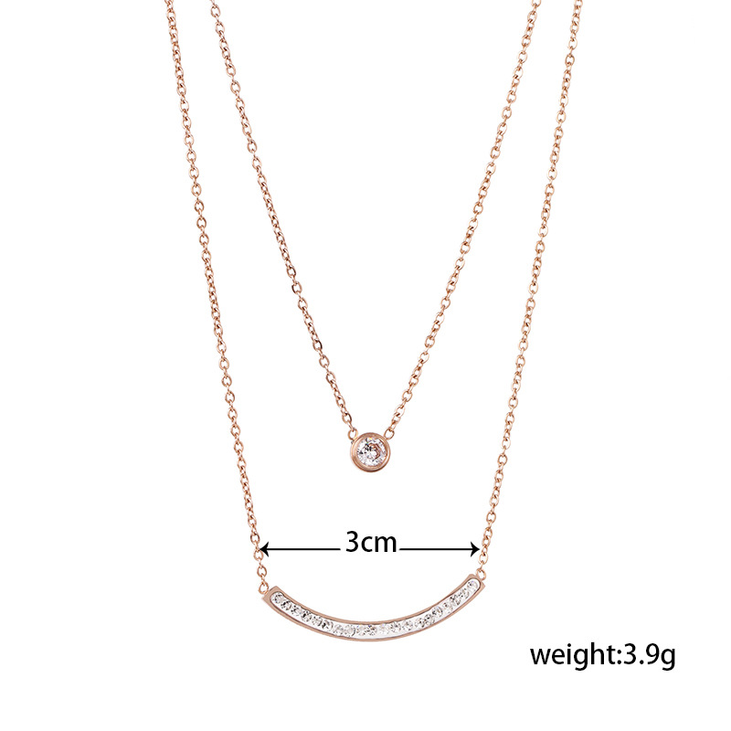 New Titanium Steel Double Smile Face Necklace Rose Gold Smile Clavicle Chain display picture 1