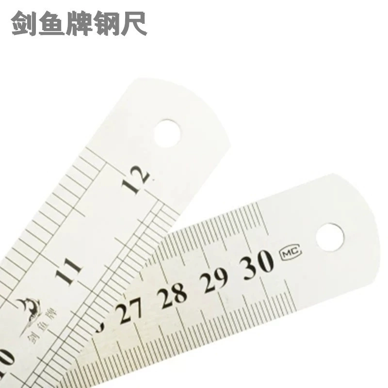 Меч Рыба Стальная линейка Двусторонняя шкала 15 см 20 см 30 см 40 см Четыре спецификации Доступные метрические дюймы