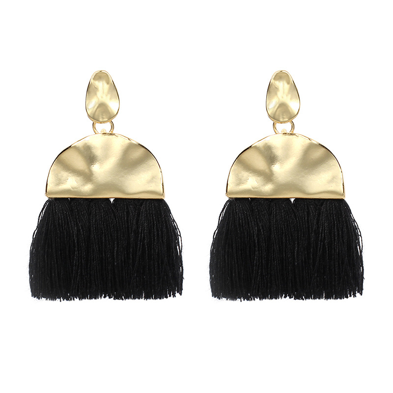 15g Weight Earrings Classification Travel Occasion Women'S Gender Rose Red, White, Pink, Green, Yellow, Black Color Fashion New Fringed Geometric Exaggerated Wild Fan-shaped Bohemian Ethnic Style Earrings For Women 6