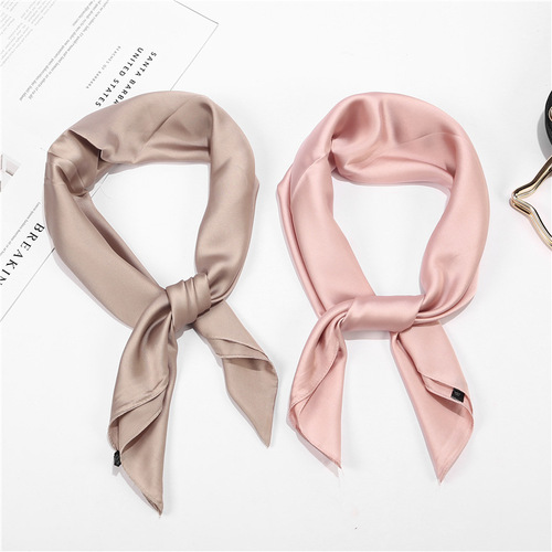 Solid color small square scarf for women retro silk scarf satin imitation silk simple versatile professional scarf spring and autumn FJ178
