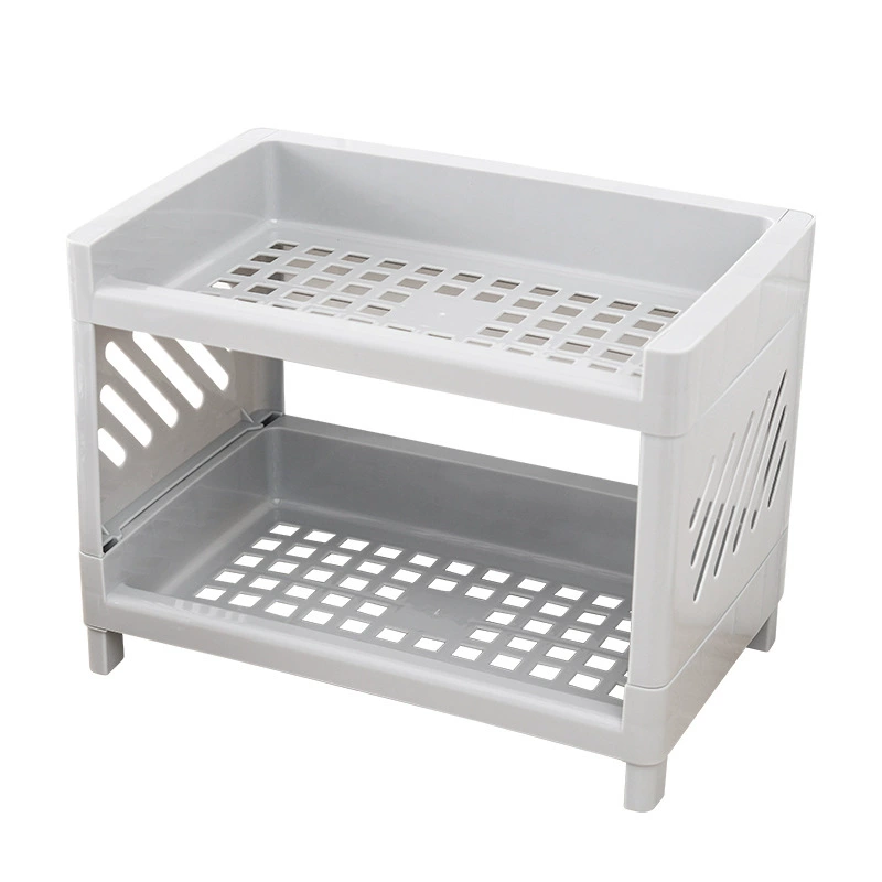 Двухъярусная стойка для хранения Yingcai – 19,58×13,28×10,24 см, 0,5 кг; 4 цвета: розовый, белый, зелёный, серый