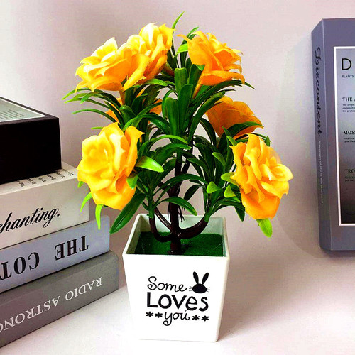 Home decoration ornaments simulated plants 7 roses bonsai potted plants factory low price direct selling fake flowers