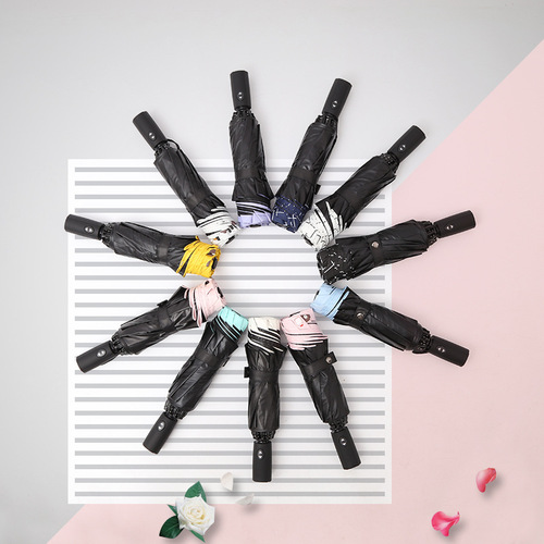 10 Bone Black Rubber Reverse Umbrella Automatic Sunshade Outdoor Folding Advertising Umbrella Wholesale 