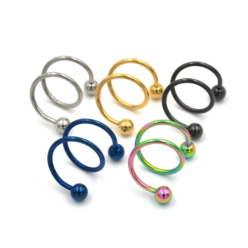 316L stainless steel double spiral ear nail double spring with ball…