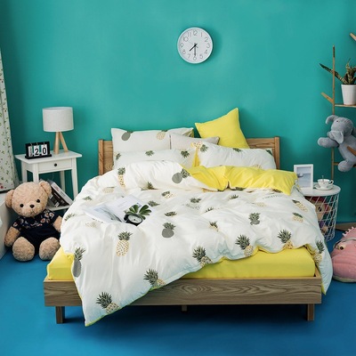 Explosive money Washed cotton Four piece suit Net Red Kit Cartoon Like a breath of fresh air Washed cotton Kit Clearance