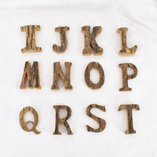 26个英文字母树皮实木复古木英文字母数字家庭装饰字母表跨境采购