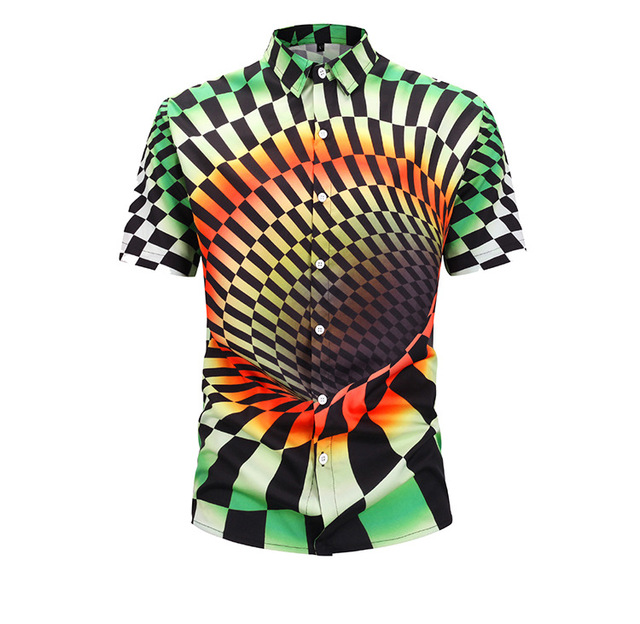 New shirt Loose Short Sleeve Hallucination Vortex 3D Printed Shirt 