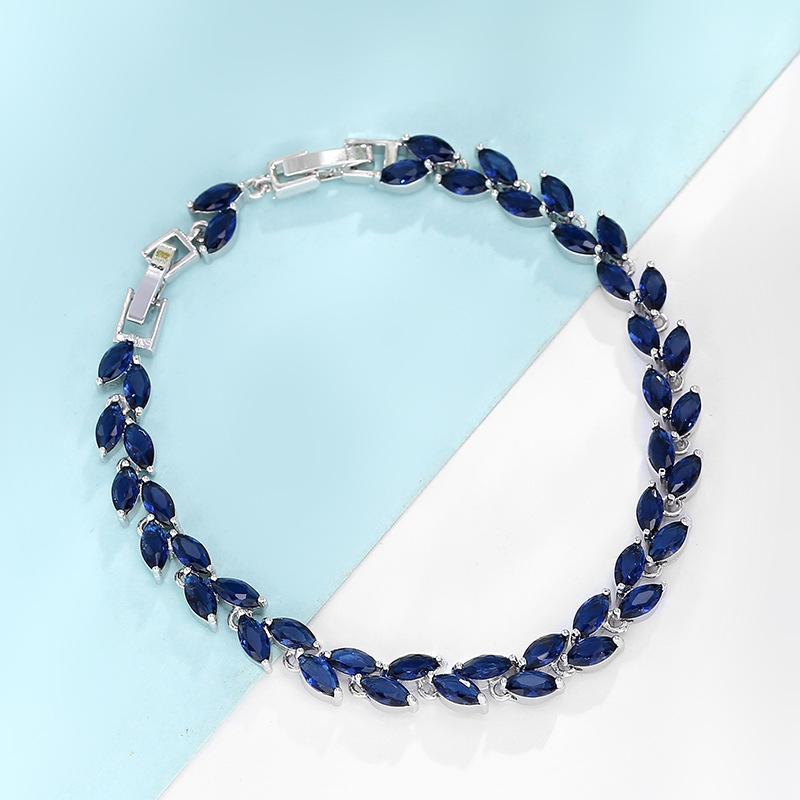 Rainbow Zircon Bracelet With Forget Me Not Floral Elements_voghion.com
