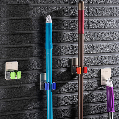 direct deal 304 Stainless steel Mop rack Balcony mop TOILET Free punch Mop clip Single hook