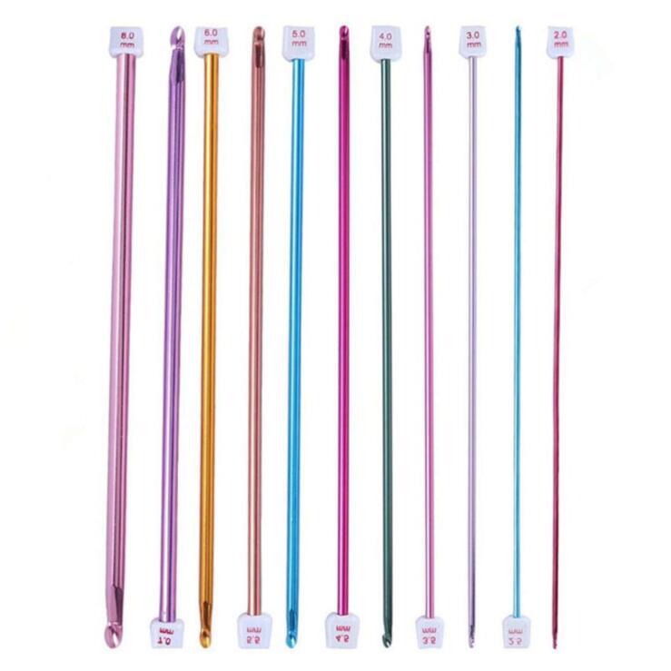 Herramienta de tejer suéter afgano color Banda aluminio ganchillo 27cm 11 raíz set al por mayor