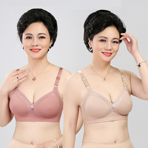 Cross-border new style large size no wire bra for middle-aged and elderly people push up large size large cup thin cotton no wire bra
