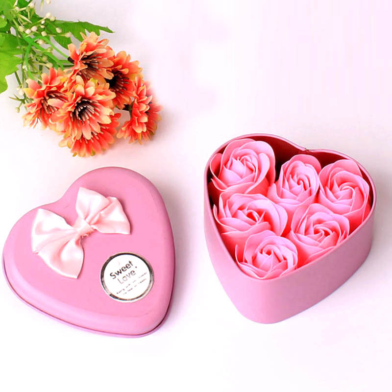 undefined6 Soap flower Iron box Valentine's Day rose Gift box Readily gift originality suit collocation Soap Flower wholesaleundefined