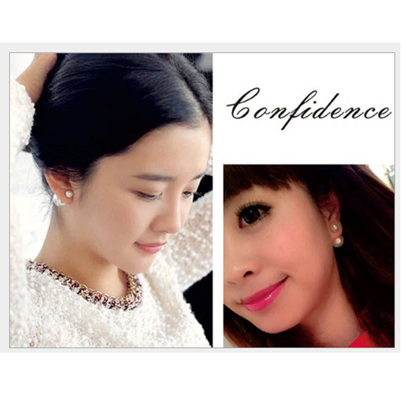 Korean version of a double earrings new fashion double-sided size pearl female earrings assorted accessories gift gift