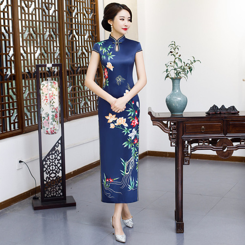 Chinese Dresses Qipao for women robe chinoise cheongsam Long and short sleeve standing collar cheongsam dress retro cheongsam dress party dress