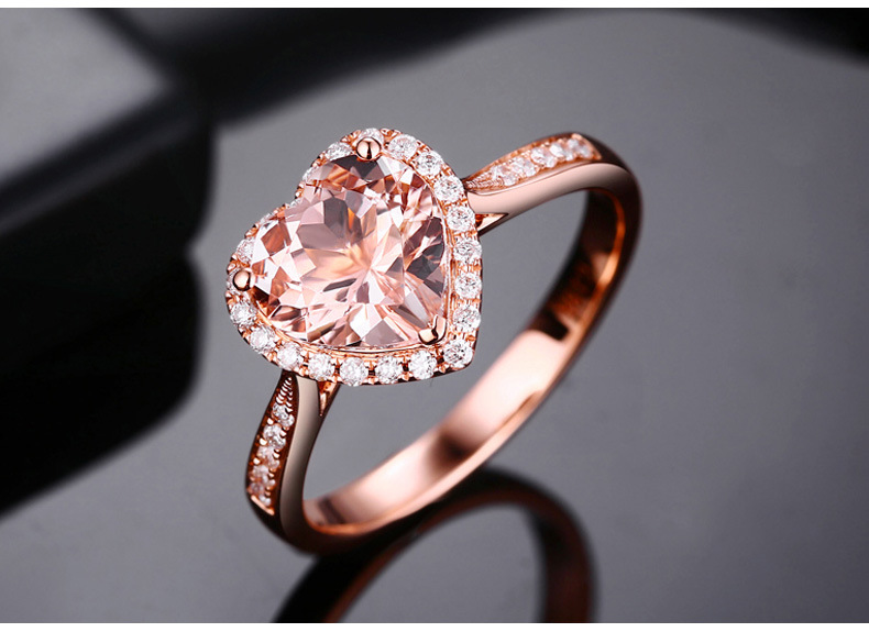Sweet Heart Shape Copper Plating Inlay Zircon Rose Gold Plated Open Rings display picture 1