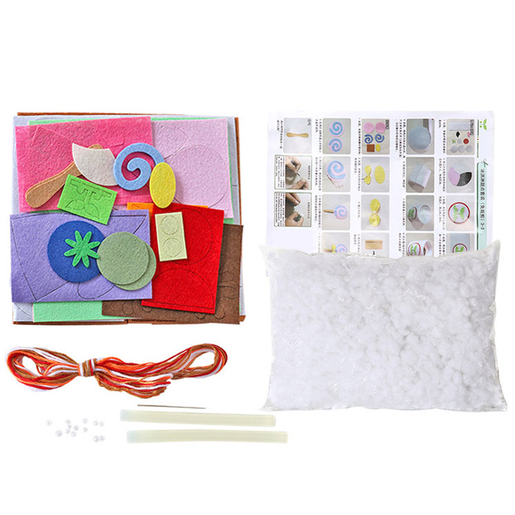 1 No tejido hecho a mano paquete de material de bricolaje Corte libre Lollipop fruta helado postre vegetal tela no tejida traje