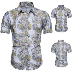 Hawaiian high quality cotton short sleeve Lapel shirt
