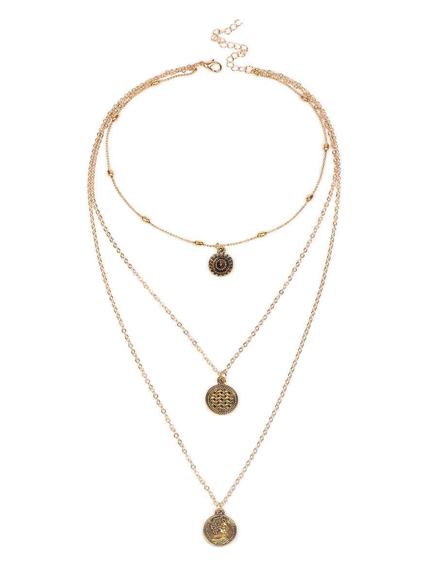 14g Weight Necklace Classification Travel Occasion Alloy Material Women'S Gender Plating Design Simple Style Style Gold Color Fashion Simple Alloy Multi-level  Multi-layer Necklace 4
