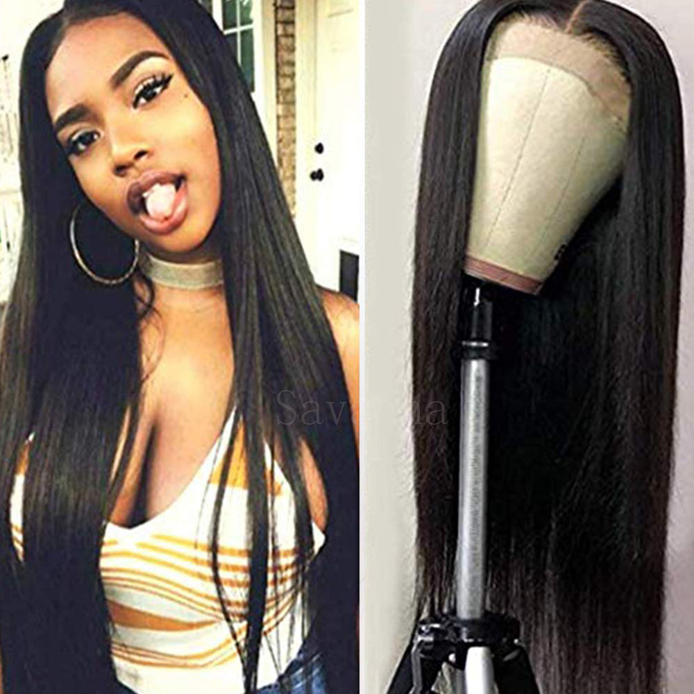 Synthetic Lace Front Wig Black Straight Wigs Heat Resistant  display picture 3