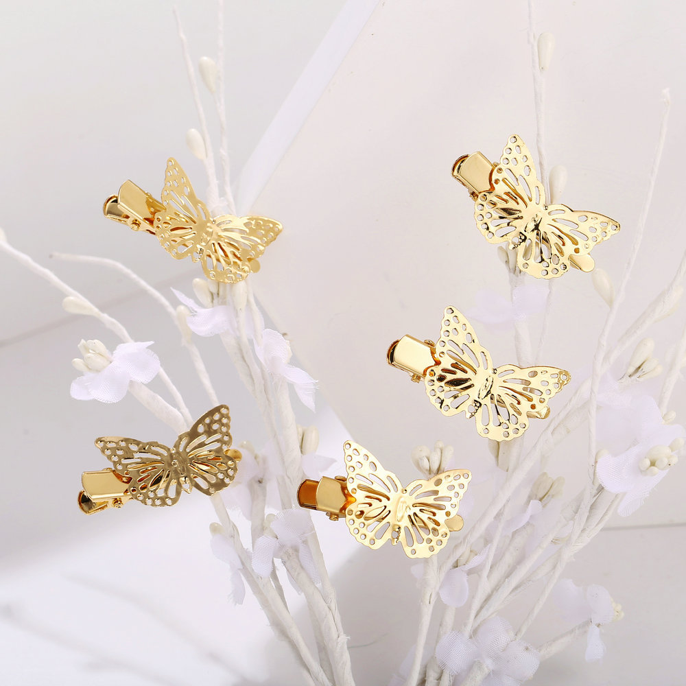 Moda Retro Hueco Oro Mariposa Horquilla Creativo Simple Lateral Clip Hembra display picture 4