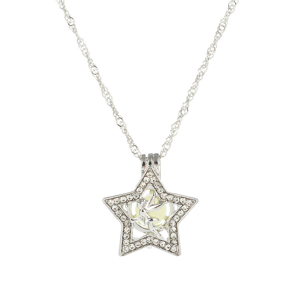 Nueva Joyería De Moda De Cinco Puntas Estrella Ángel Colgante De Diamante Collar De Aleación Luminosa display picture 1