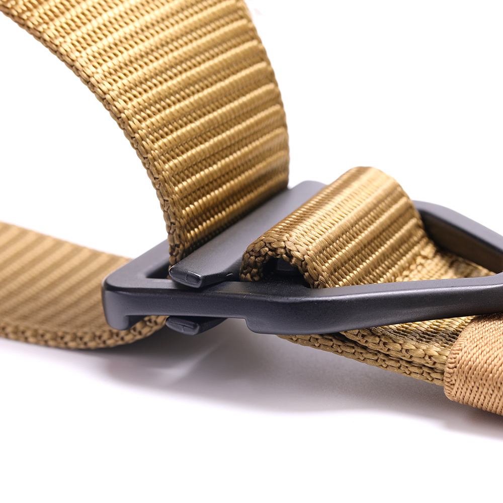 Fábrica de producción profesional de los hombres al aire libre de secado rápido bala caída cinturón de nylon puro triángulo hebilla pantalones cinturón tejido