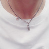 Rabbit, necklace, universal retro chain for key bag , silver 925 sample, internet celebrity