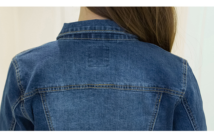 595g Weight Denim Jacket Outerwear Type Long Sleeve Sleeve Length Single Breasted Placket Type Denim Fabric Type Regular Top Length Coat Tops Type Casual, Daily Occasion Turndown, Hooded Neckline Loose Fit Type Color Block Pattern Spring, Autumn Season Women's Gender Printing Design Streetwear Style Women's Streetwear Color Block Printing Single Breasted Coat Denim Jacket 6